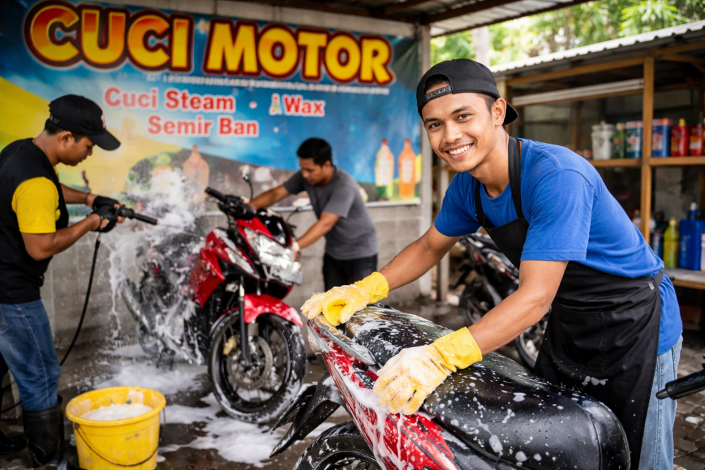 Bisnis UMKM Jasa Cuci Motor yang Mudah Dikelola